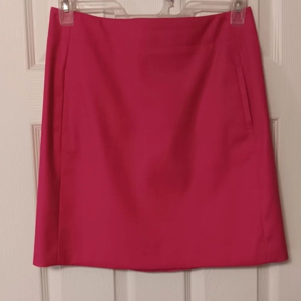 Ann Taylor Loft Women's Bright Pink Cotton Short Pencil Skirt With Pockets